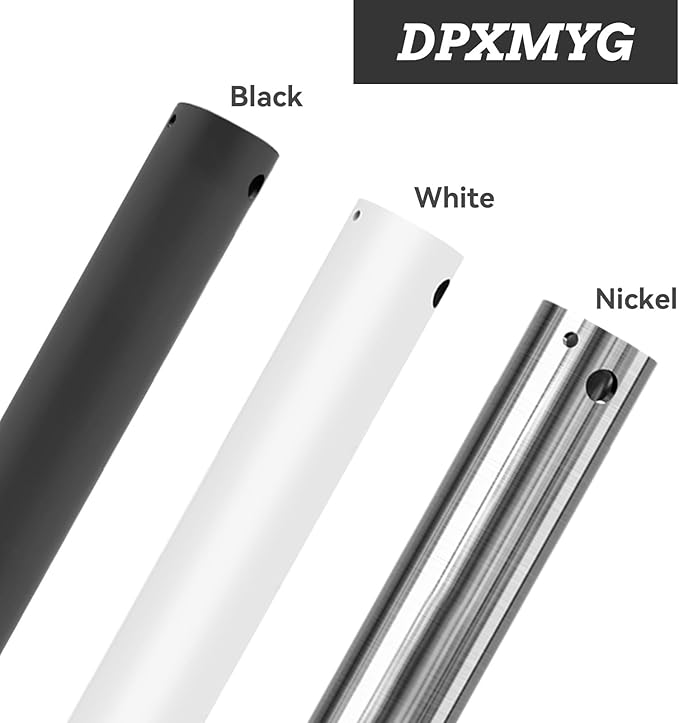 DPXMYG 12 inch Ceiling Fan Downrod with Extension Cord, 1 FT White Downrod for Ceiling Fan, 1 inch Outside Diameter, Ceiling Fan Boom Suitable for a Wide Range of Fans (White, Not Threaded)