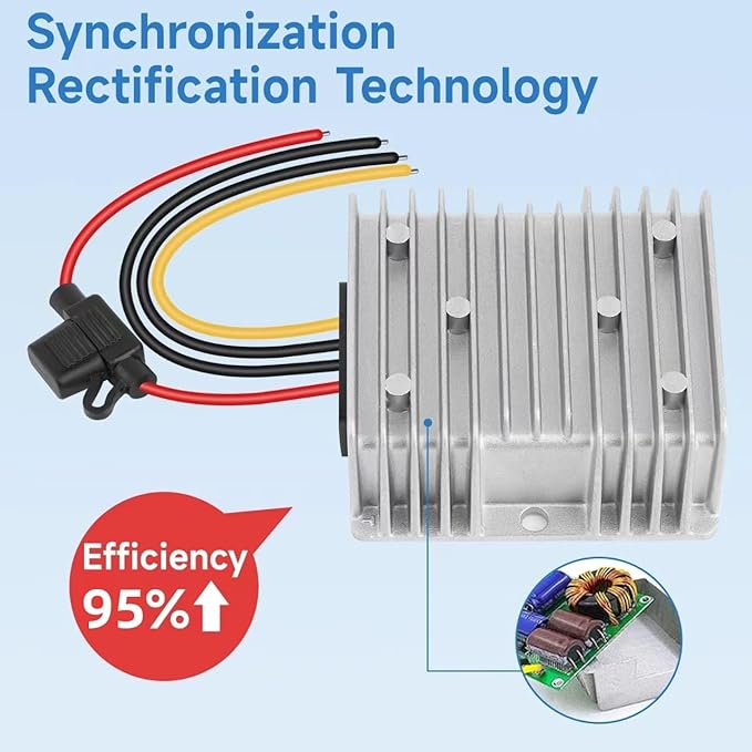Acridine 20A 240W DC 24V 48V 36V to 12V Step Down Converter Golf Cart Voltage Regulator Reducer Waterproof Buck Transformer Wth Fuse