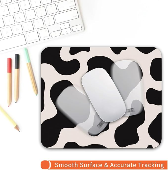 Armanza Square Mouse Pad Black Cow Print,Personalized Premium-Textured Custom Mouse Mat Design,Washable Mousepad Cloth,Non-Slip Rubber Base Computer Mouse Pads for Wireless Mouse