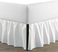 SKY BEDDINGS - Full Size Ruffled Bed Skirt with Split Corners - 18 Inch Drop Dust Ruffle Bed Skirt with Platform Three Sided Coverage - 100% Microfiber, White