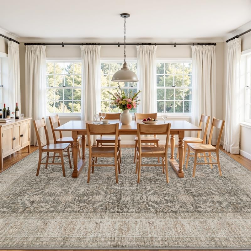 Area Rugs 9x12 Living Room: Bedroom Washable Carpet Warm Taupe - Image 3