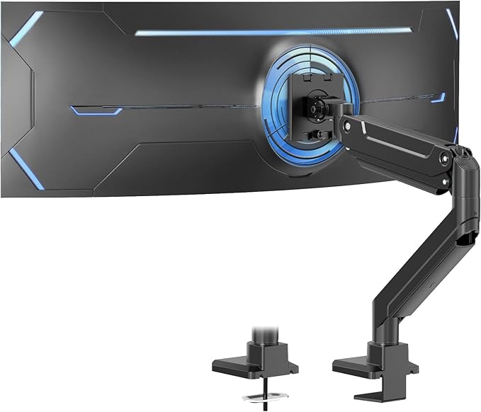 PUTORSEN 17-49 Inch Ultrawide Monitor Arm, up to 20KG, Heavy Duty Monitor Arm, Premium Aluminium Monitor Mount for Flat/Curved Monitor with VESA 75 * 75/100 * 100 mm, Gas Spring Monitor Desk Mount