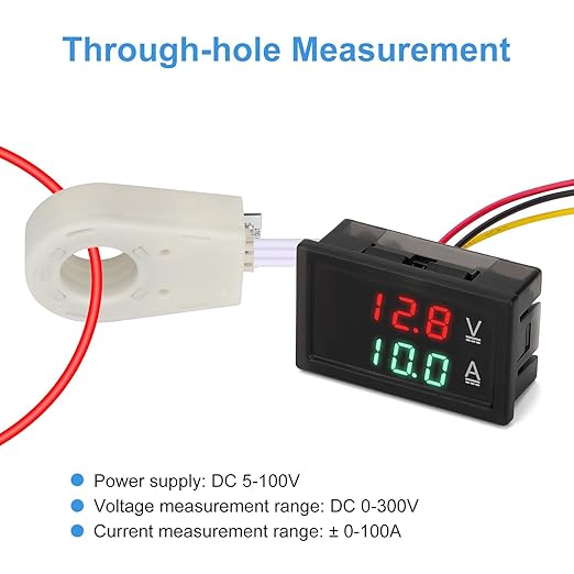 Linkstyle DC 5V-100V & 100A Digital Amp Voltage Meter, Dual Display Current Voltage Meter Gauge with Hall Effect Sensor Transformer