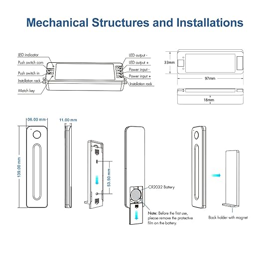 Dimmer Switch with Remote Magnetic Wall-Mounted RF Wireless Control Sensitive Touch Slide Controller Kit for Single Color LED Tape Brightness Adjust DC 5V-36V 8A (Single Color)