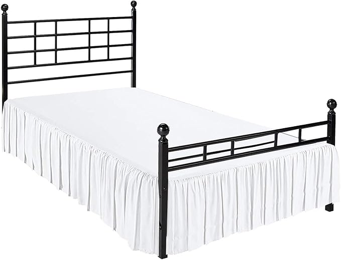Ruffled Bed Skirt with Split Corners, White, Queen 18 Inch Drop Bedskirt, Hotel Quality Brushed Microfiber Wrinkle Free Dust Ruffle Bed Skirt Queen Size