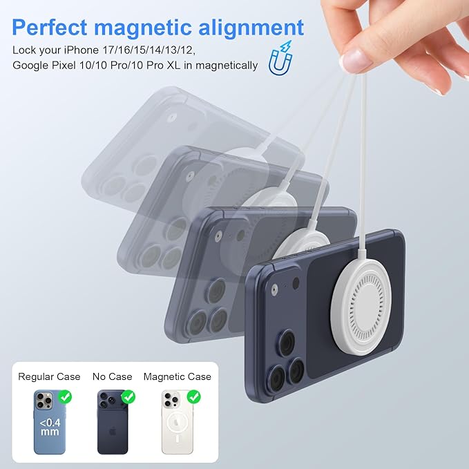 for iPhone 17 Pro Max Magsafe Charger 2Pack Magnetic Wireless Charger for iPhone 17/16/15/14/13/12 Series& AirPods, Wireless Fast Charging Pad With USB-C/A Ports,Pixelsnap Charger for Google 10 Series