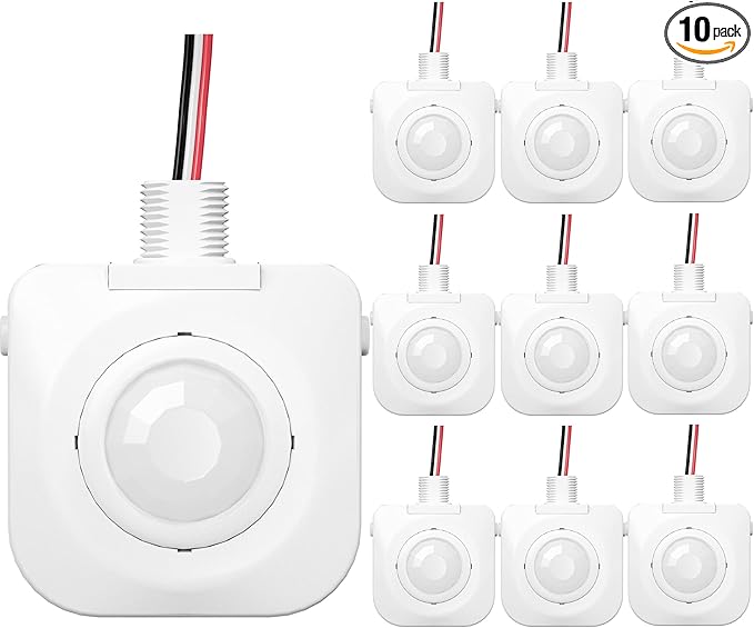 EverElectrix Ceiling Occupancy Motion Sensor, Passive Infrared Technology, High Bay Fixture Mount 360 Degree, Hard-Wired, 120-277 VAC, Commercial/Industrial Grade, 10-Pack