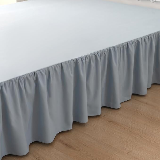 Bed Skirt Queen Size Ruffled Bed Skirt with Split Corners, 18 Inch Drop Dust Ruffle Bed Skirts with Platform, Gathered Style, 100% Microfiber, Grayish Blue