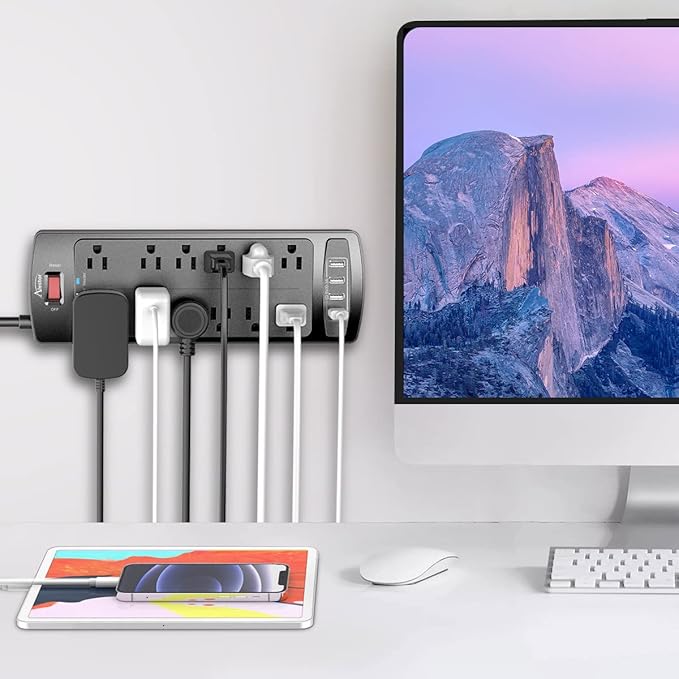 Power Strip, ALESTOR Surge Protector with 12 Outlets and 4 USB Ports(1 USB C Port), 20 Feet Extension Cord (1875W/15A), 2700 Joules, ETL Listed, Black