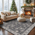 Washable 8x10 Living Room Rug: Vintage Low Pile Water Resistant Area Rug with Non-Slip Backing for Bedroom Dining Room Distressed Carpet for Nursery Indoor Soft Floor Mat for Home Office (8x10 Black) by HYHAOYUNLAI