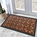 Bulijojo Sturdy Front Entrance Doormats,Durable Heavy Duty Welcome Mat,Thick Absorbent Natural Rubber Non Slip Mat,Easy Clean Entryway Mat Geometric Brown 23"x35" by ShowYourStyle