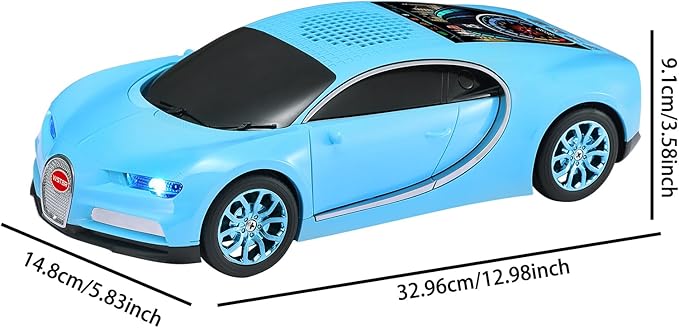WSTER Luxury Sports Car Model Bluetooth Speaker with HD Sound, TWS Stereo Pairing, Display Screen, Built-in Microphone, Unique Bluetooth Car Speaker for Home, Party, Outdoor & Beach (Blue)