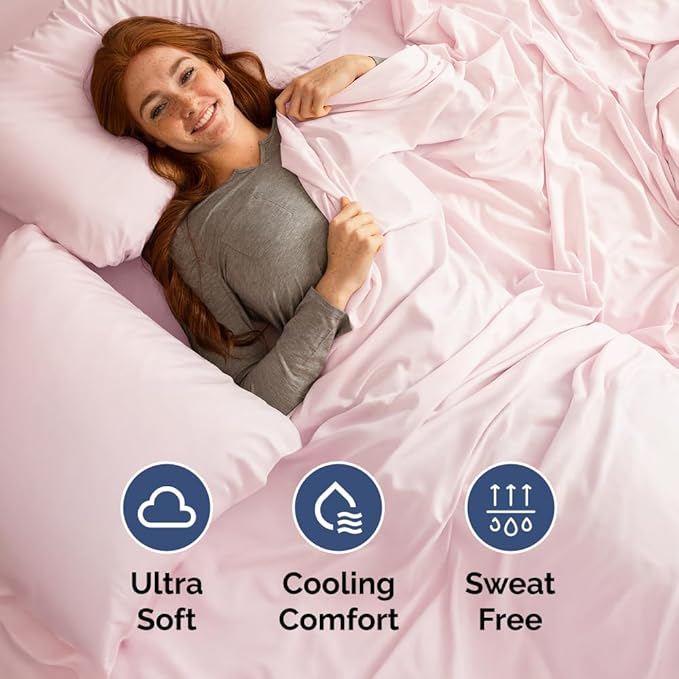Full XL Bed Sheet Set - 4 Piece Extra Long Extended Full XL Sheets - Ultra Soft, Breathable & Cooling - Fits 8" to 16" Mattress with Deep Pockets - 54" x 80" - Wrinkle & Fade Resistant - Lavender Pink