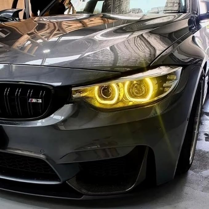 SOCAL-LED LIGHTING Yellow Angel Eye Daytime Running Light DRL Non-Adaptive Headlight Insert Diode Module LED Control Unit Fit for BMW 2018-2020 F32 F33 F36 4 Series LCI, Pack of 2