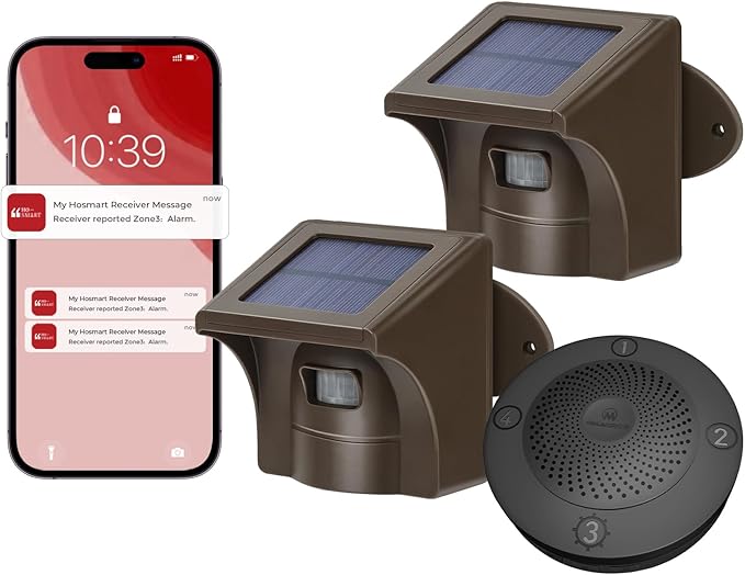 eMACROS Pro 3 Solar Driveway Alarm with Phone App-1/2 Mile Long Range Solar Wireless Driveway Alarm, Outdoor Wireless Weatherproof Motion Sensor & Detector, Idea Gifts for Christmas