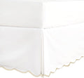 HIG Off White Chic Queen Bed Skirt - Easy Fit Scallop Edge Pleated Bedskirts, 14 Inch Drop Anti-Slip Dust Ruffle, Thick Fabric for Enhanced Privacy, Pre-Washed for Long-Lasting Use(N60022)