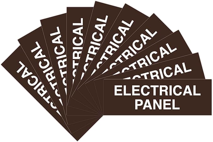 All Quality Basic Electrical Panel Sign - Fire Regulation Safety Compliance Sign - Dark Brown - Small (10 Pack)