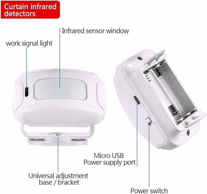 HENDUN Motion Sensor Door Bells Chime for Business, Commercial Ring Doorbell, Retail Welcome Door Sensor Buzzer, Sleepwalker Elderly Safety Monitor, Pir Motion Detector Alarm System House Indoor