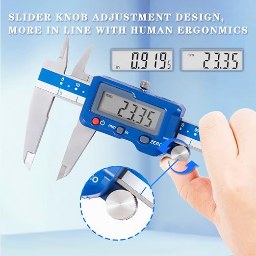 Dasqua 8”/200mm Digital Caliper, Stainless Steel Precision Measuring Tool with Advanced Dual Chip, Large LCD, Resolution 0.0005”/0.01mm, Accuracy ±0.001”/0.02mm