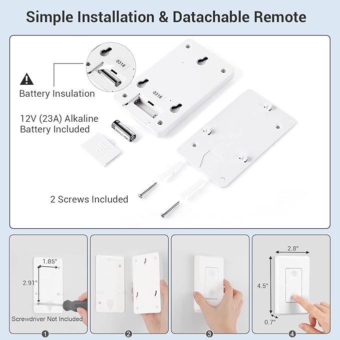 DEWENWILS Wireless Wall Light Switch Kit, No WiFi Needed Remote Control Switch for Small Appliance, Lamps, Lighting Fixture, No in-Wall Wiring, Long RF Range, 3 Pack Switches+1 Receiver