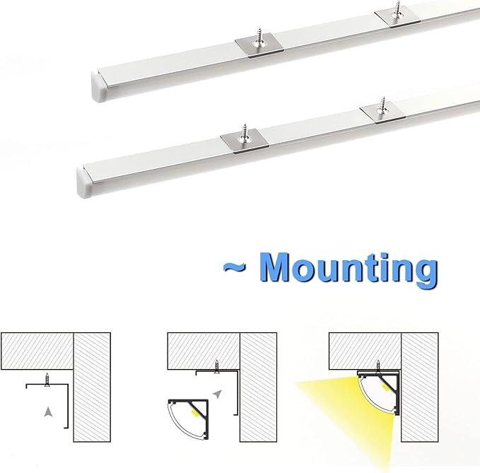 VST 20Pack 1 ft LED Aluminum Channel with Milky White Cover V Shape 16x16mm, Led Strip Light Track with End Caps and Mounting Clips Accessories for Living Room, Kitchen