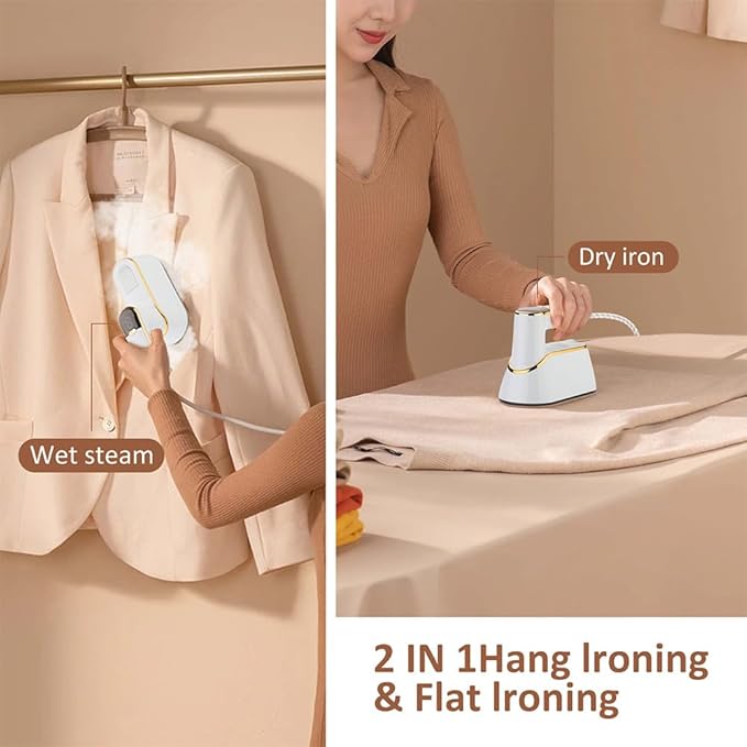 Steamer Iron,3-speed Adjustment Electric Ironing Machine 180° Rotatable Wet & Dry for Powerful Clothes Wrinkle Removal