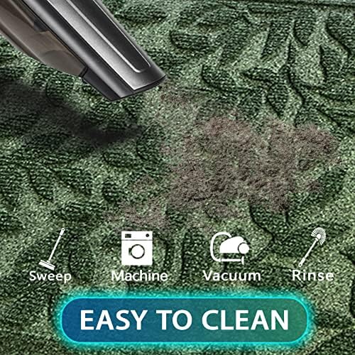 Bulijojo Sturdy Front Entrance Doormats,Durable Heavy Duty Welcome Mat,Thick Absorbent Natural Rubber Non Slip Mat,Easy Clean Entryway Mat Leaves Green, 47" x 32" - Image 3