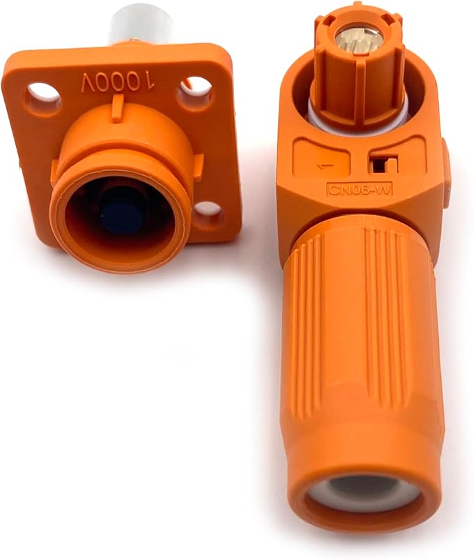 1 Set Battery Energy Storage Connector, 150A High Current Connectors Quick Plug Terminal Orange Right Angle Plug and Socket IP67 Waterproof Power Adapter Crimping 35mm² Wiring (1500V)