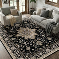 RELEANY Washable Area Rug, 6'x8', Black/Neutral by RELEANY