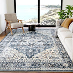Amada 5x7 Washable Area Rug for Living Room, Blue, Vintage Pattern by AMADAHOMEFURNISHING