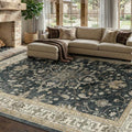 RELEANY Washable Area Rug, 7'x10', Black/Vintage/Beige by RELEANY
