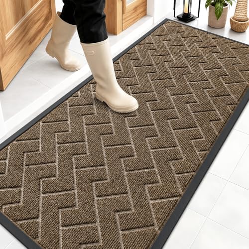 OLANLY Front Door Mat Outside 59x23, All-Season Absorbent Rubber Doormat by OLANLY