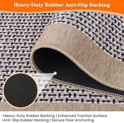 StepRite Kitchen Rugs, Kitchen Mats for Floor, 96"x24" Non-Slip Machine-Washable Kitchen Throw Rug, Absorbent Runner Rugs Office, Sink Standing Desk Mat, Decor Carpet, Khaki - Image 7