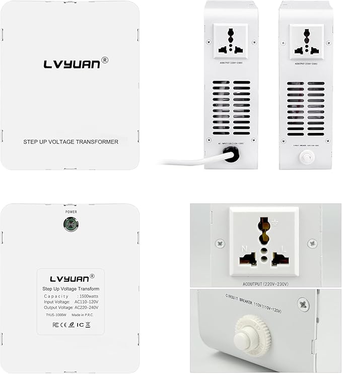 LVYUAN 800W Voltage Transformer Step Up/Down Converter, 110V/120V to 220V/240V, 800W Power Capacity, Circuit Breaker Protection