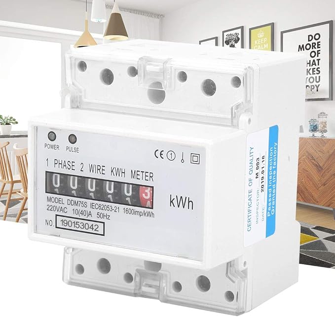 DDM75S Electric Meter, Single Phase 4P Din Rail Energy Meter LED Electricity Power Consumption Wattmeter Energy Meter 10 to 40A