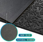 Bulijojo Sturdy Front Entrance Doormats,Durable Heavy Duty Welcome Mat,Thick Absorbent Natural Rubber Non Slip Mat,Easy Clean Entryway Mat Leaves Black, 47" x 32" - Image 2