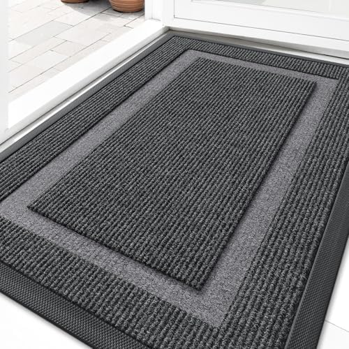 OLANLY Front Door Mat Outside 33x21, All-Season Heavy-Duty Rubber Doormat by OLANLY