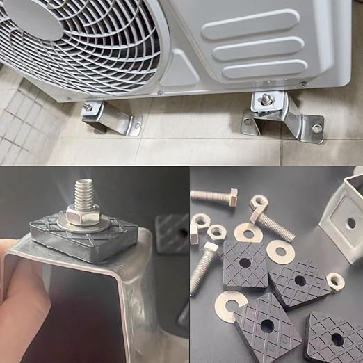 Anti Vibration Pad Air Conditioner Base,Noise Reduction and Shock Absorption Bracket,Upgraded Air Conditioner Shock Pad Thickened Floor Bracket,4 Packs (Stainless Steel Bracket -9cm)