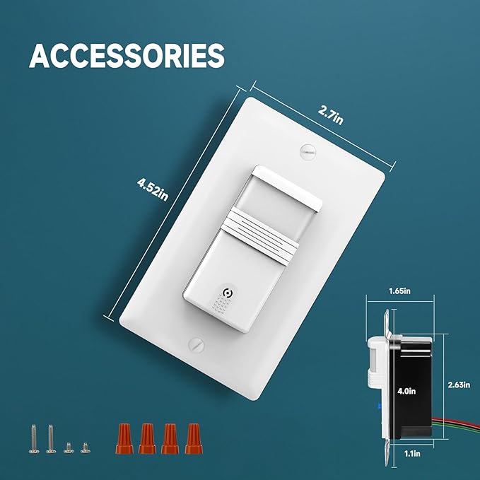 ECOELER Motion Sensor Light Switch, Occupancy & Vacancy Model Motion Activated Wall Switch, Single Pole Sensor Switch for Laundry, Garage, Neutral Wire Required, UL & FCC Listed
