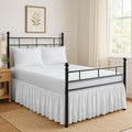 Ruffled Bed Skirt Split Corners with Platform, Tailored Fit Hotel Quality Wrinkle Free Ultra-Soft Microfiber Dust Ruffle, Upto 10 Inch Drop, Queen, White