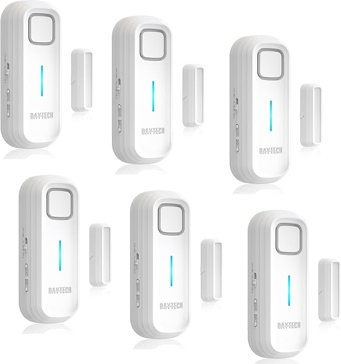 DAYTECH Fridge Door Alarm When Left Open with Delay 1/2/3/4 mins Adjustable 0 to 120 dB Freezer Alarm Reminder Refrigerator Door Alarm for Home Garage Basement Business 6 Sets White