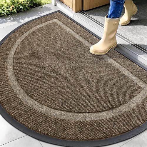OLANLY Half Circle Front Door Mat Outside 47x32 All-Season Rubber Doormat by OLANLY