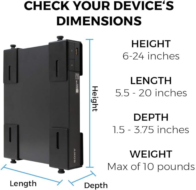 HumanCentric Adjustable Device Wall Mount, Cable Box and Modem Bracket, Adjustable Wall Adapter for Small and Wide or Narrow Devices Like Cable Boxes, Modems, DVD Players on The Wall Behind TV