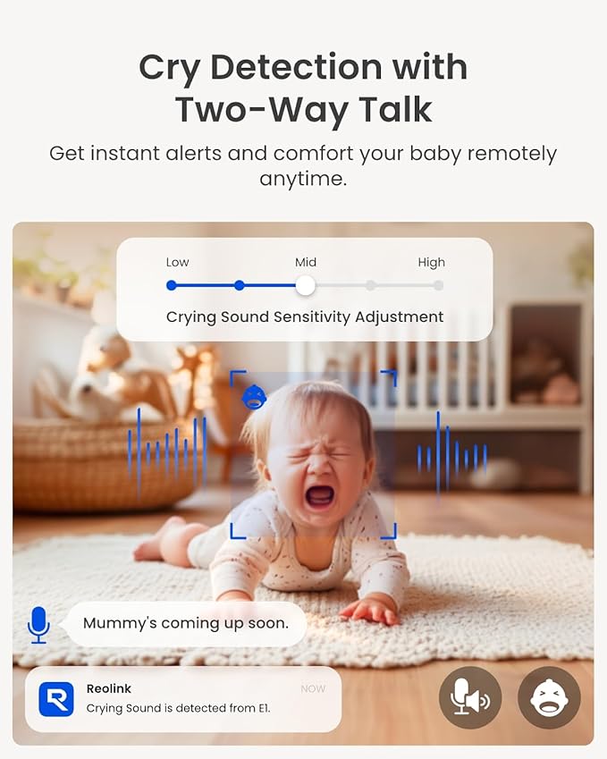 REOLINK 4MP Indoor Security Camera E1, Plug-in 2.4G Wireless WiFi 6 for Baby/Pet Monitor with Phone app, 360 Degree Dog Camera with Person/Pet Detection, Night Vision, 2-Way Talk, Local Storage