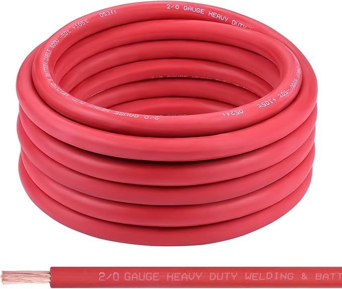 Shirbly 2/0 Gauge Battery Cable, 30FT Red 2/0 AWG Pure Copper Wire Welding Cable, for Automotive, Battery, Solar and Generator, Standard USA OFC Wire