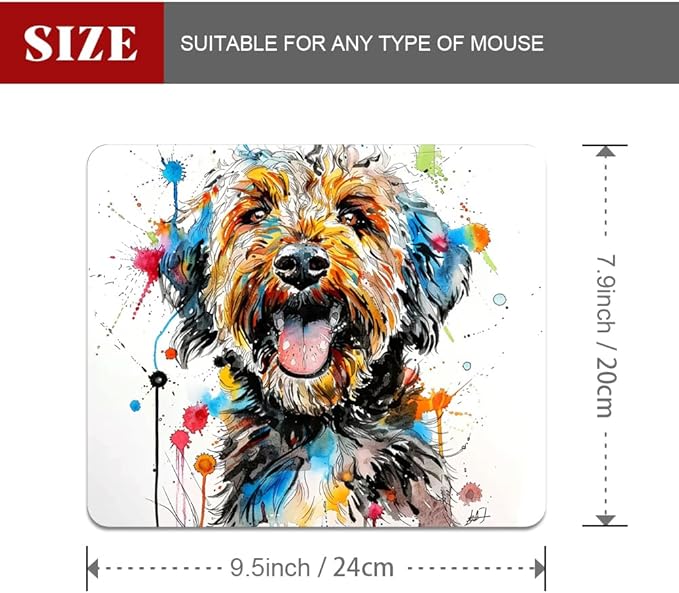 A Dog with Messy Drawings Square Mouse pad, Texture, Waterproof, Anti Slip Rubber Base, Computer Mouse pad, Laptop Mouse pad