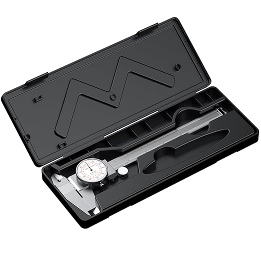 HDLNKAK Dial Caliper 0-6"/150mm Dual Reading Scale, Inch/Metric SAE Standard, Stainless Steel Caliper Measuring Tool Accurate to 0.001”/ 0.02 mm, Silver