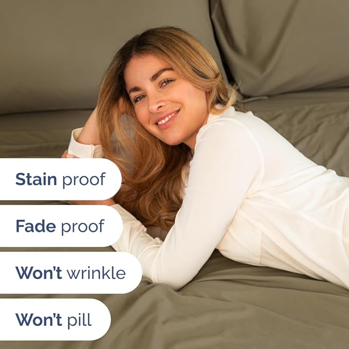 Full XL Bed Sheet Set - 4 Piece Extra Long Extended Full XL Sheets - Soft, Breathable & Cooling - Fits 8" to 16" Mattress with Deep Pockets - 54" x 80" - Easy-Fit, Wrinkle and Fade Resistant - Khaki