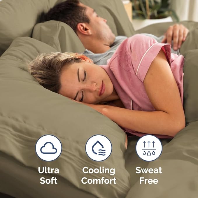 Full XL Bed Sheet Set - 4 Piece Extra Long Extended Full XL Sheets - Soft, Breathable & Cooling - Fits 8" to 16" Mattress with Deep Pockets - 54" x 80" - Easy-Fit, Wrinkle and Fade Resistant - Khaki