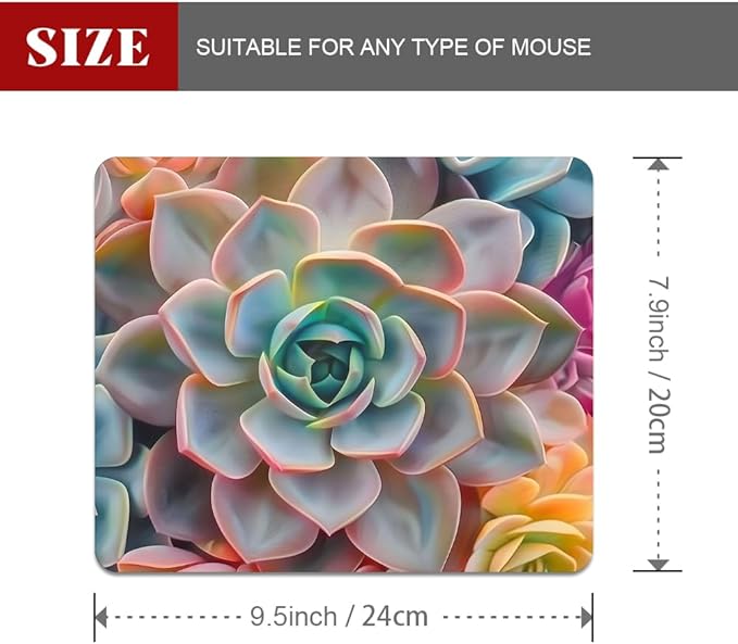 Succulent Square Mouse pad, Texture, Waterproof, Anti Slip Rubber Base, Computer Mouse pad, Laptop Mouse pad